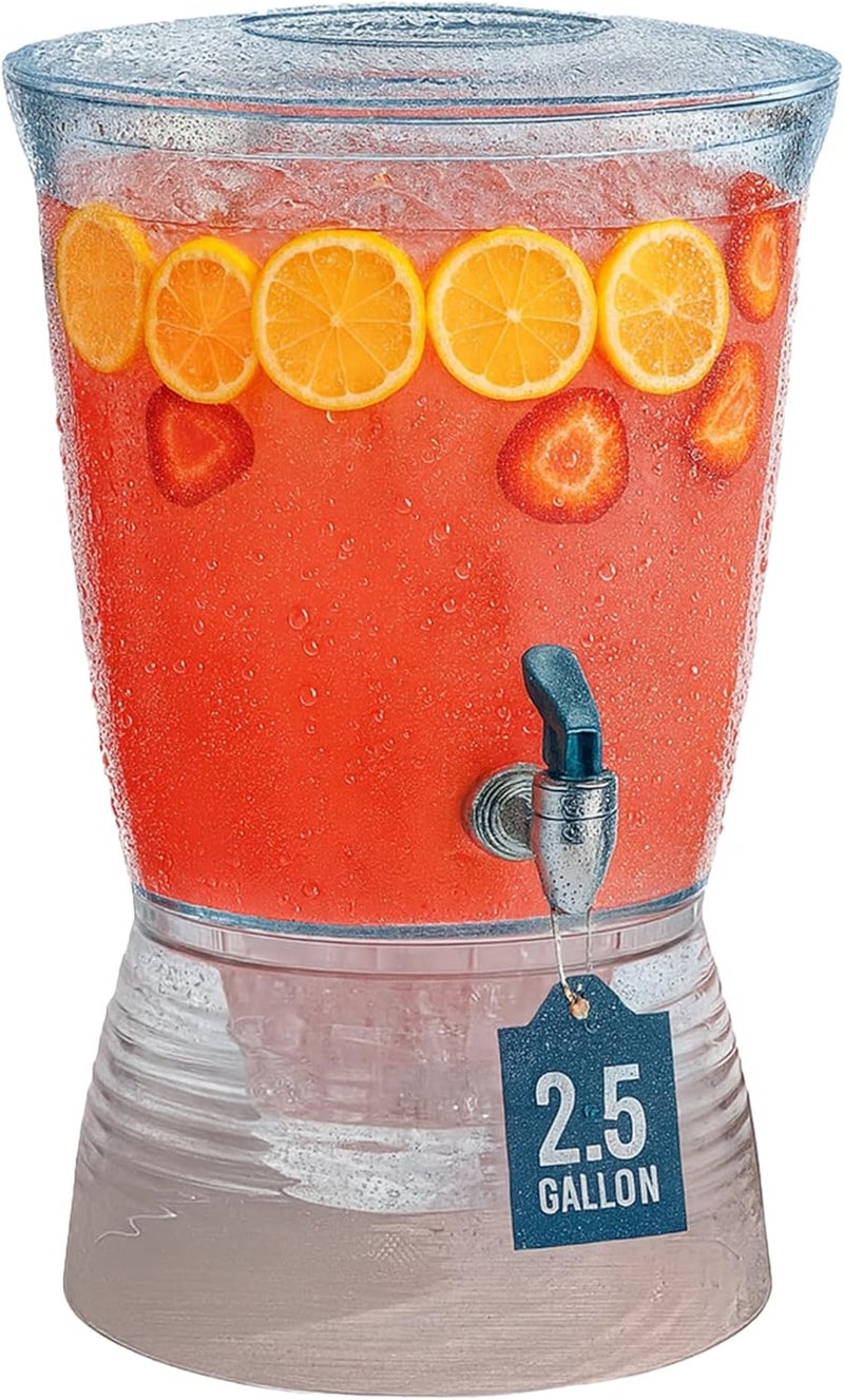 GRAXON Drink Dispenser for Parties (2.5 Gallon) Large Plastic Water Dispenser for Counter Tops, No Mess, Easy to Assemble & Wash, Up to 40 Drinks, For Drinks, Juice, Punch & Water (1 Pack) - Image 1